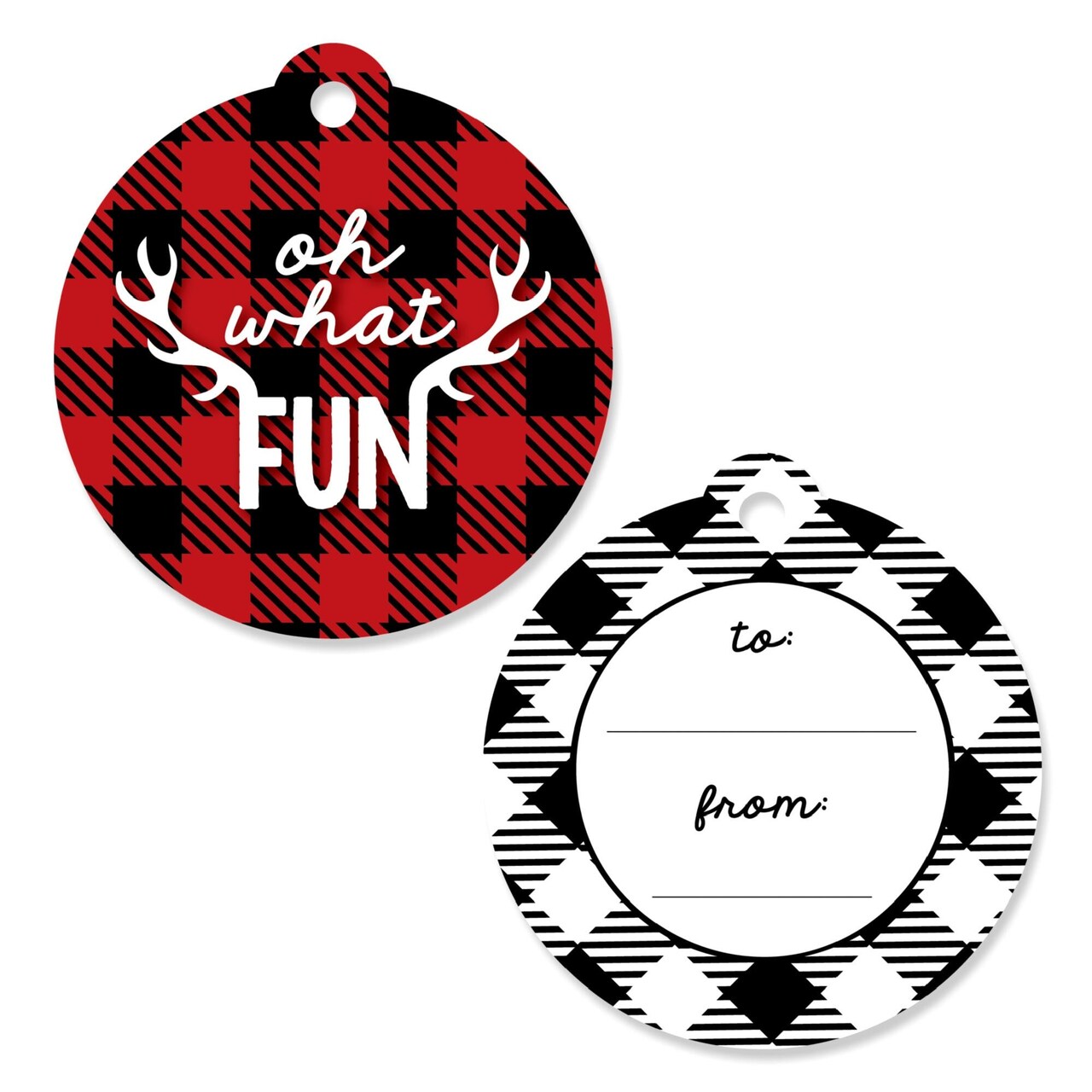Big Dot of Happiness Prancing Plaid - Christmas and Holiday Buffalo Plaid to and from Favor Gift Tags (Set of 20)